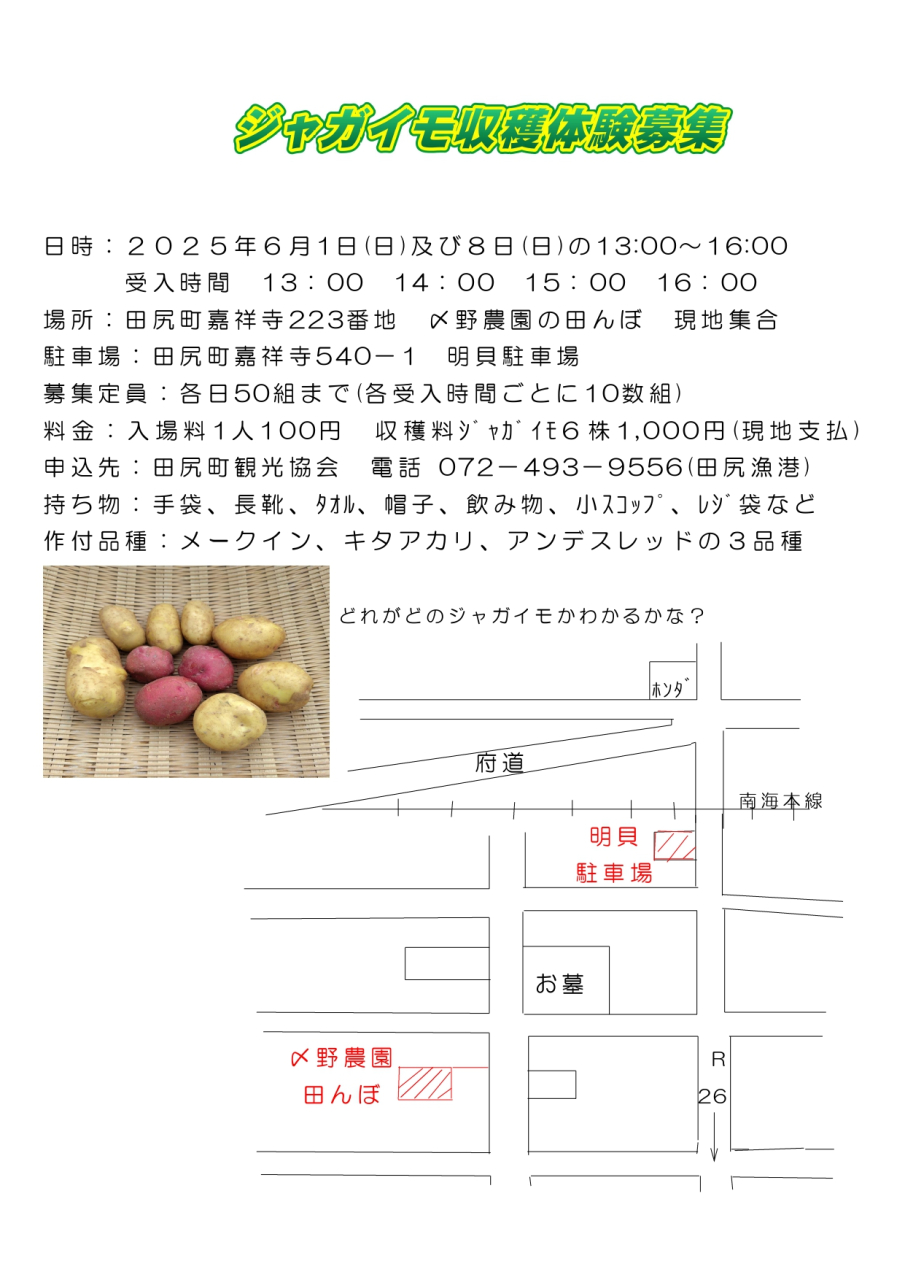 農家さんとの連携企画
「ジャガイモ収穫体験」